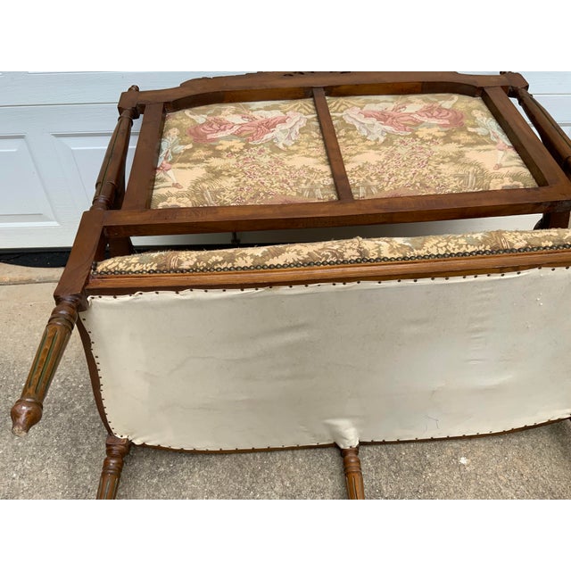 Art Deco Vintage Bench With Tapestry For Sale - Image 3 of 7