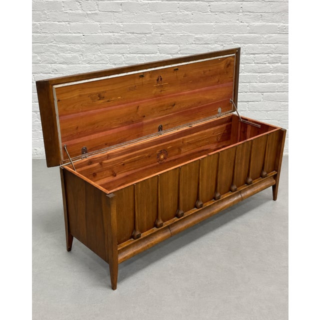 1960s Mid Century Modern Sculptural Walnut Commode | Cabinet With Brutalist Style Wood Details, C. 1960s For Sale - Image 5 of 16