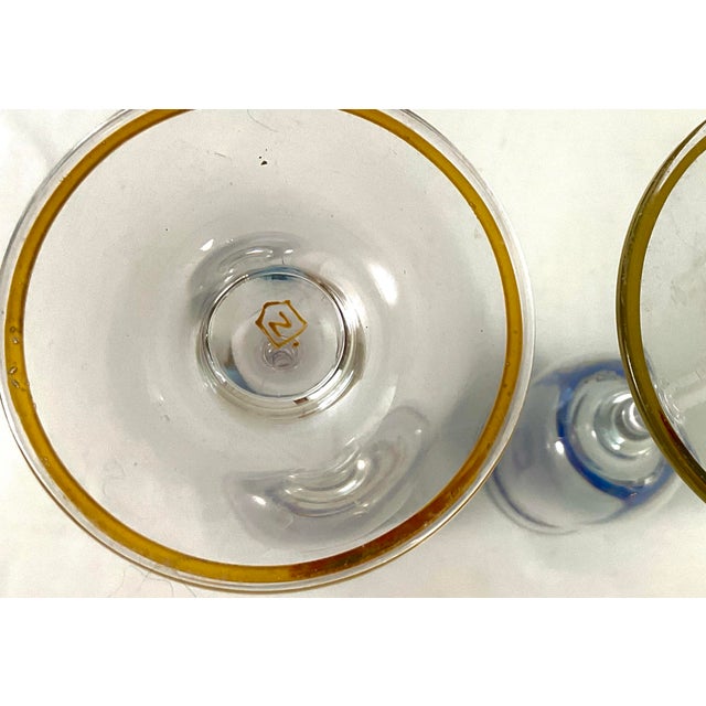 Contemporary Nualart of Spain-Champagne Coupes-With a Mosaic Band, Done in Gilt and Enamel Around the Bowl – A Pair For Sale - Image 3 of 6