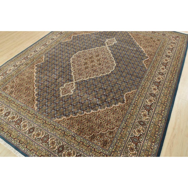 Farmhouse Tabriz Mahi Rug 8' X 10'3'' Blue Wool Traditional Hand-Knotted Oriental Carpet For Sale - Image 3 of 15
