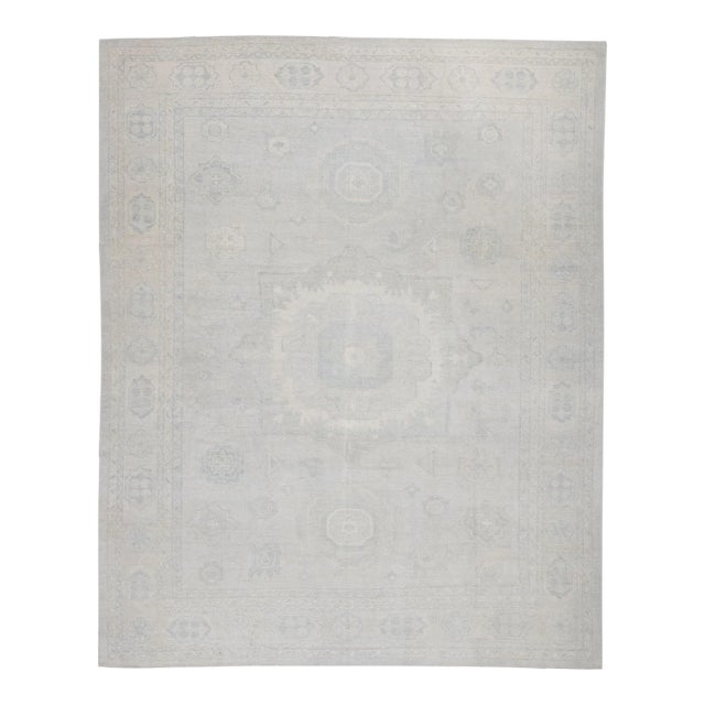 Modern Handmade Turkish Oushak Rug 9'5"x11'8" For Sale