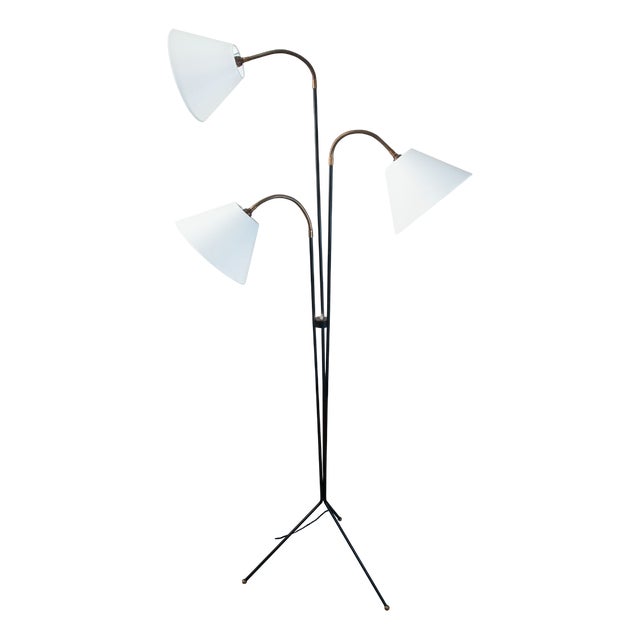 Floor Lamp with Three Adjustable Arms and Tripod Base, 1950s For Sale