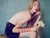 Lilly by Dasha and Mari Entangled, a model hunches, wrapped in vibrant lace, 2015. Limited edition print (edition size...