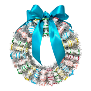 Vintage Christmas Glass Candy Wreath - Hand Blown Glass Ornaments