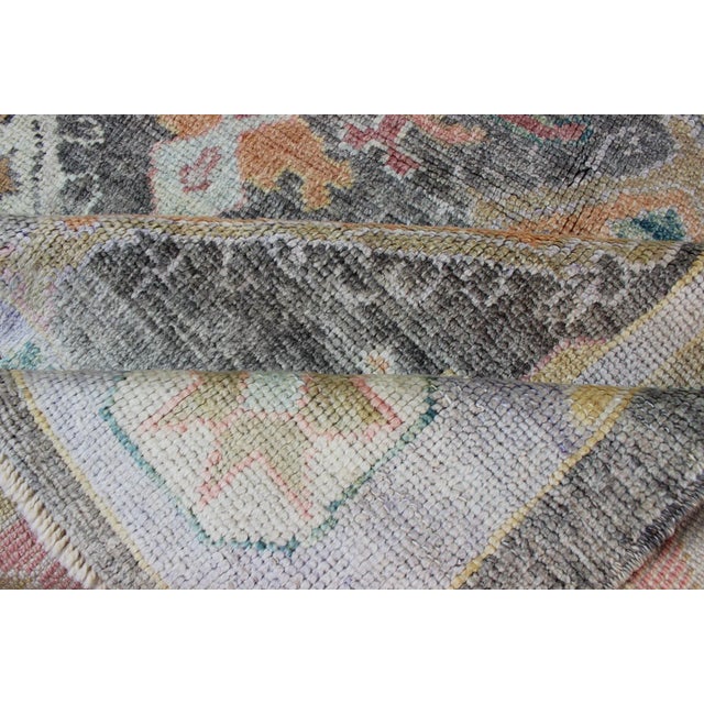 Tribal All-Over Design Turkish Oushak Rug With Large Medallions For Sale - Image 11 of 13