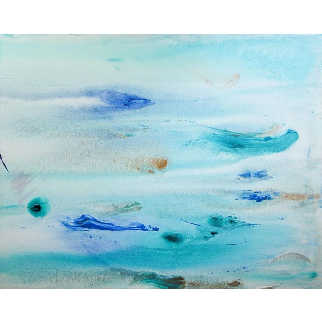 Abstract Turquoise Abstract Painting For Sale - Image 3 of 3