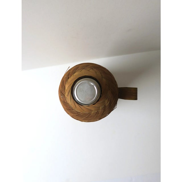 Wood Antique Wicker Mercury Glass Thermos Pitcher For Sale - Image 7 of 9