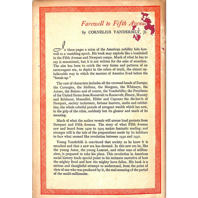 "Farewell to Fifth Avenue" 1935 Vanderbilt, Cornelius Jr. For Sale - Image 4 of 12