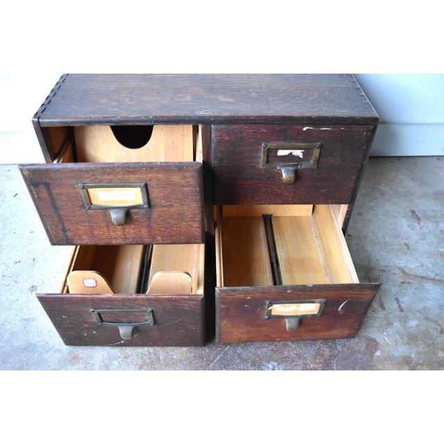 Antique Wood 4Drawer Card Catalog Chairish