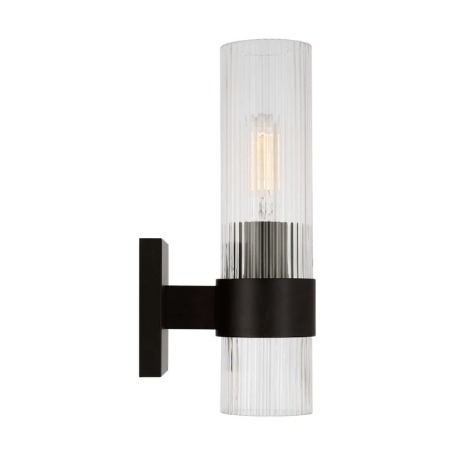 Visual Comfort Chapman & Myers by Visual Comfort Studio Geneva 1-Light Bath Vanity Sconce in Aged Iron For Sale - Image 4 of 9