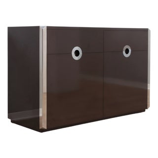 Small Dark Brown Laminate & Chrome Sideboard from Mario Sabot, 1970s For Sale