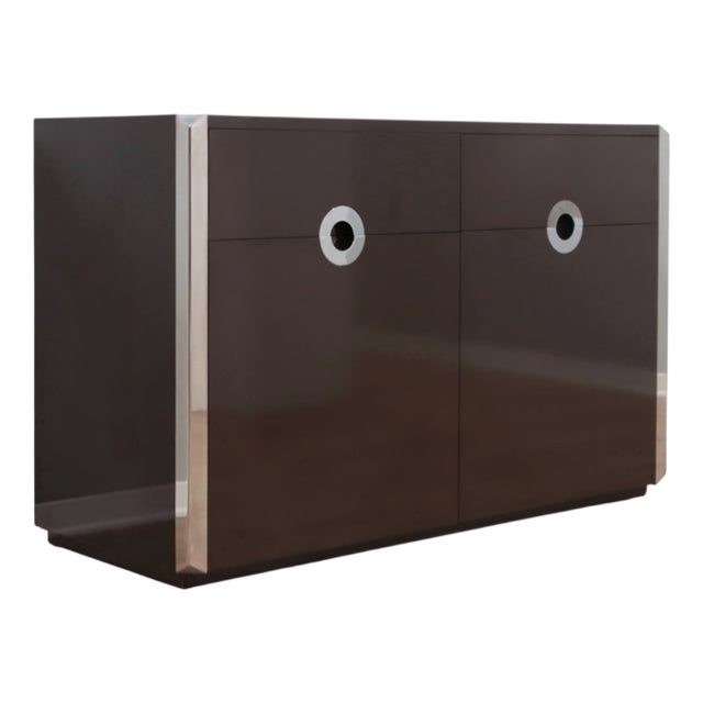 Small Dark Brown Laminate & Chrome Sideboard from Mario Sabot, 1970s For Sale