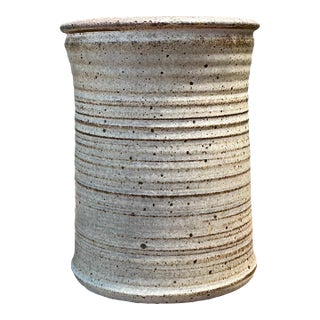 Vintage Original Studio Pottery Ribbed Vase For Sale