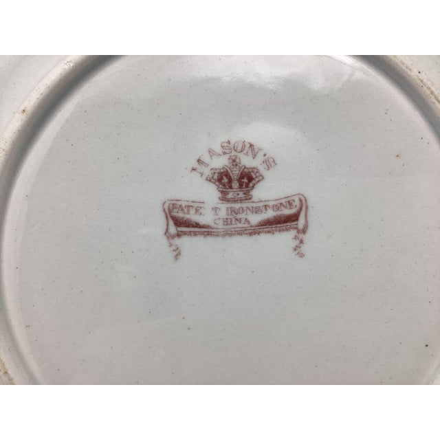 Chinoiserie Pair "Oriental Pheasant" Pattern Mason's Patented Ironstone Plates (1826-1848) With Stands For Sale - Image 3 of 3