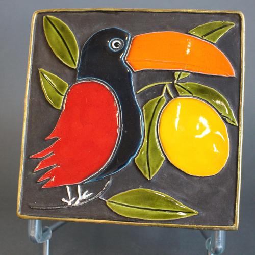 Vintage French Jewellery Box with Enamel Lid and Toucan Motif by Mithé Espelt, 1960s For Sale - Image 9 of 16