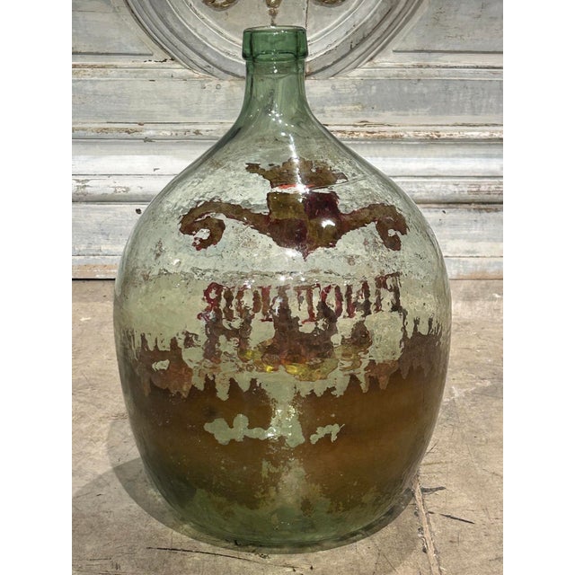Hand Painted Antique Demi John Bottle From Normandy, France, ‘Pinot Noir’, Original Crate For Sale - Image 12 of 13