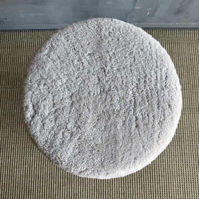 White Brock Counter Stool in White Oak and 100% Genuine Shearling in Natural For Sale - Image 8 of 9