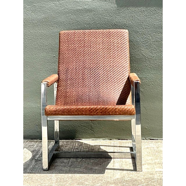 Vintage Ralph Lauren Woven Leather Loft Lounge Chair For Sale - Image 9 of 12