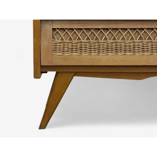 French Modern, Oak, Rattan, Chest of Drawers, France, 1960s For Sale In New York - Image 6 of 11