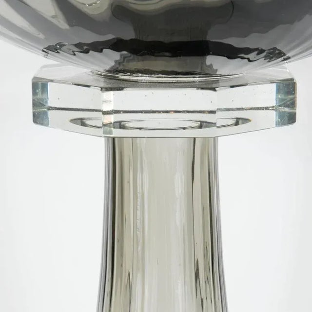 Murano Glass Modernist Bowl or Vase in Handblown Smoked Glass For Sale - Image 9 of 11