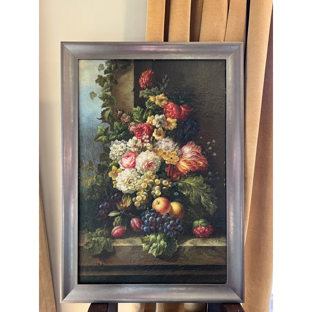 1980s 1980s Large Signed Dutch Master-Inspired Floral Still Life Oil Painting on Canvas, Framed For Sale - Image 5 of 18