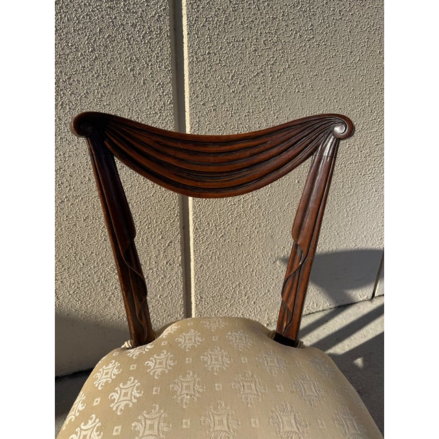 1940s Hollywood Regency Carved Wood Swag-Back Chairs in the Manner of Grosfeld House For Sale In Miami - Image 6 of 12