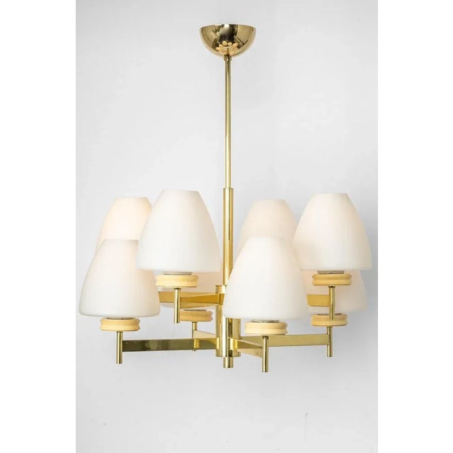 1970s Sputnik Chandelier with Opal Glasses from Kaiser, Germany, 1970s For Sale - Image 5 of 13