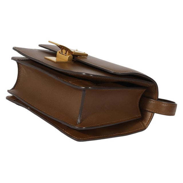 Animal Skin Brown Smooth Leather Small Box Bag For Sale - Image 7 of 8