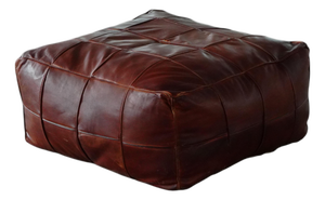 Mid-Century Modern Moroccan Patchwork Leather Ottoman, 1970s