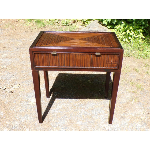Vintage McGuire Faubourg Collection Table Desk. Hand crafted construction featuring a bamboo-inspired texture and single...