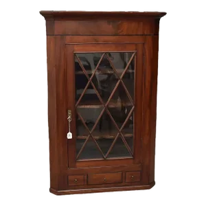 1800s Antique Mahogany English Corner Cupboard