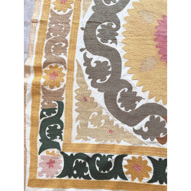 Mid-Century Modern Suzani Tribal Textile - Terracotta Uzbek Tablecloth For Sale - Image 3 of 7