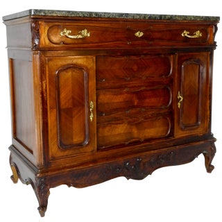 19th Century French Linen Press Black Granite Top For Sale
