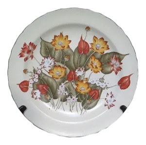 Speer Collectibles Autumn Leaf Floral Plate With Stand