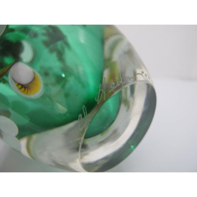 Chris Heilman Multi-Layered Glass Green Plum Blossom Paperweight Vase Sculpture For Sale - Image 11 of 11