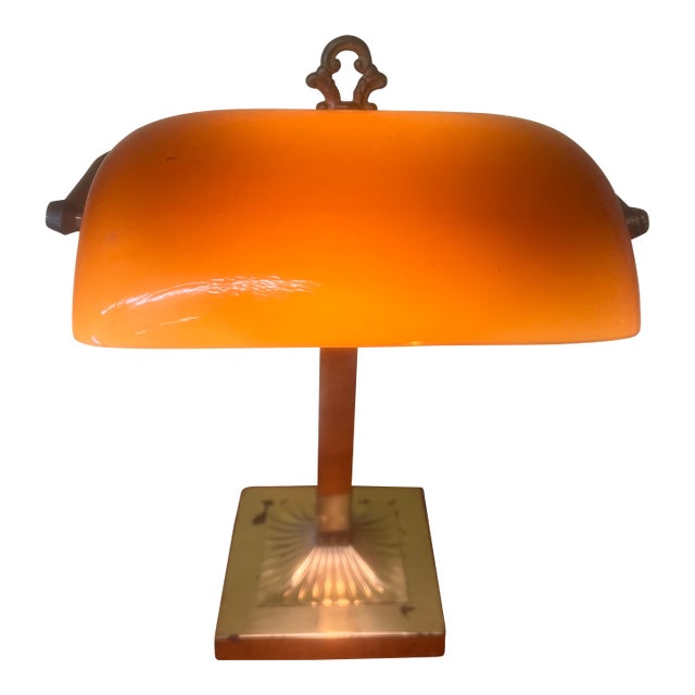 Vintage Brass Bankers Lamp For Sale