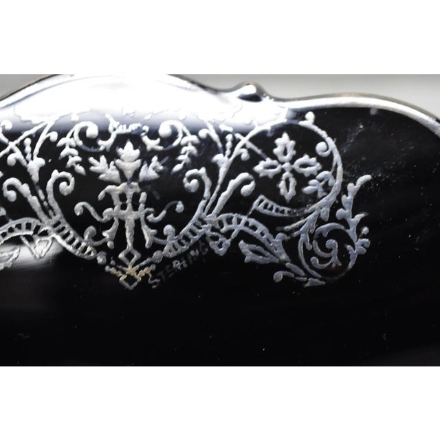 Vintage Rockwell Black Amethyst Glass Sterling Silver Overlay Centerpiece Dish For Sale - Image 9 of 14