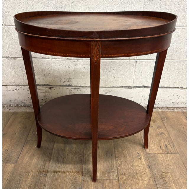 Vintage Mersman Mahogany Hepplewhite Style Tiered Oval End or Side or Lamp Table For Sale - Image 11 of 14