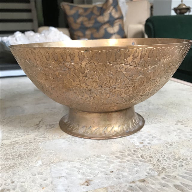 Vintage Indian Etched Brass Bowl Chairish