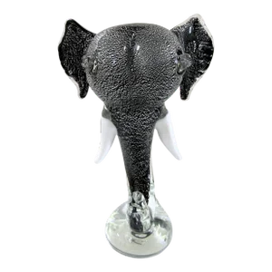 1970s Murano Attributed Art Glass Sommerso Tusked Elephant Head Sculpture