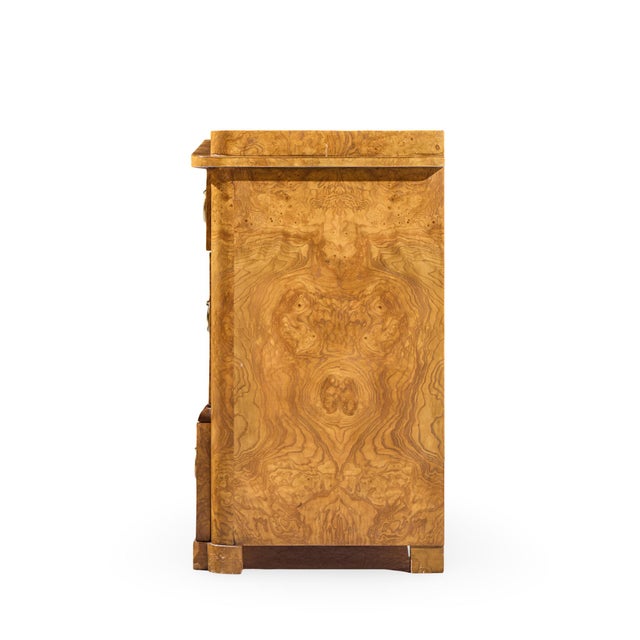 Late 20th Century Baker Neoclassical Burlwood and Brass Chest of Drawers Lowboy Dresser For Sale - Image 5 of 10