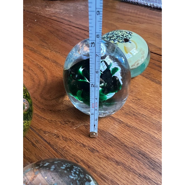 Collection of Green Glass Vintage Paperweights- Set of 4 For Sale - Image 4 of 9
