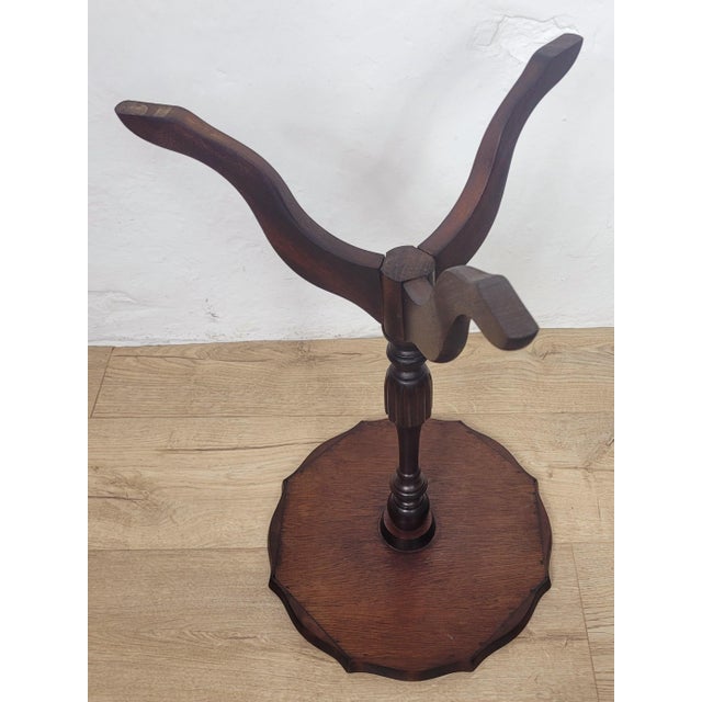 Vintage Wine Tripod Table Piecrust Scalloped Edge English 1950 Postage Available For Sale - Image 16 of 18