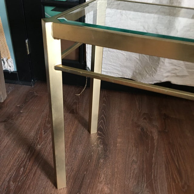 1970s Milo Baughman Style Brass and Glass Console Table For Sale - Image 6 of 13