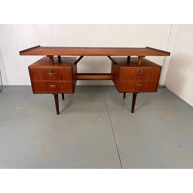 Black Mid-Century Danish Teak Desk attributed to Louis van Teeffelen for Wébé, 1960s For Sale - Image 8 of 18