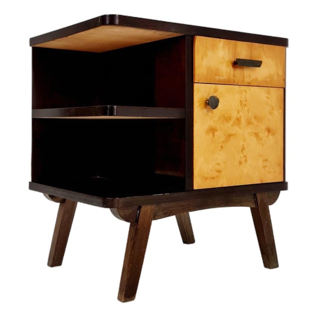 Mid-Century German Beech and Walnut Nightstand from WK Möbel, 1960s For Sale