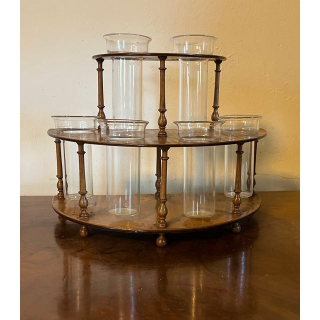 English Tiger Maple Two Tier Flower Holder Bud Vase Frog For Sale - Image 11 of 18