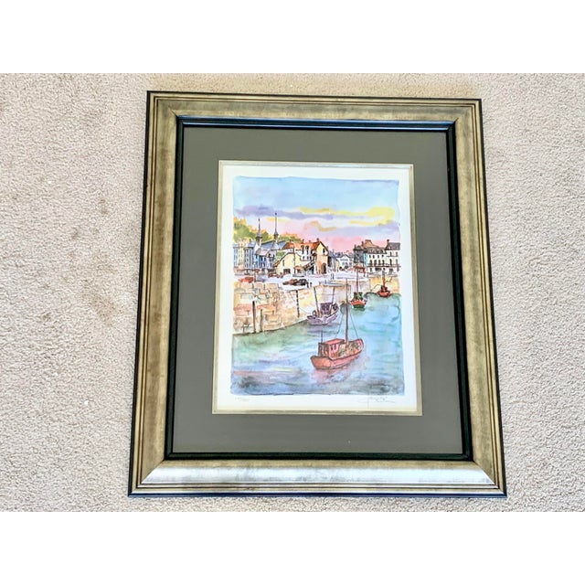 Blue Honfleur-Le Port Et La Lieutenance Seriolithograph by Daniele Cambier For Sale - Image 8 of 8
