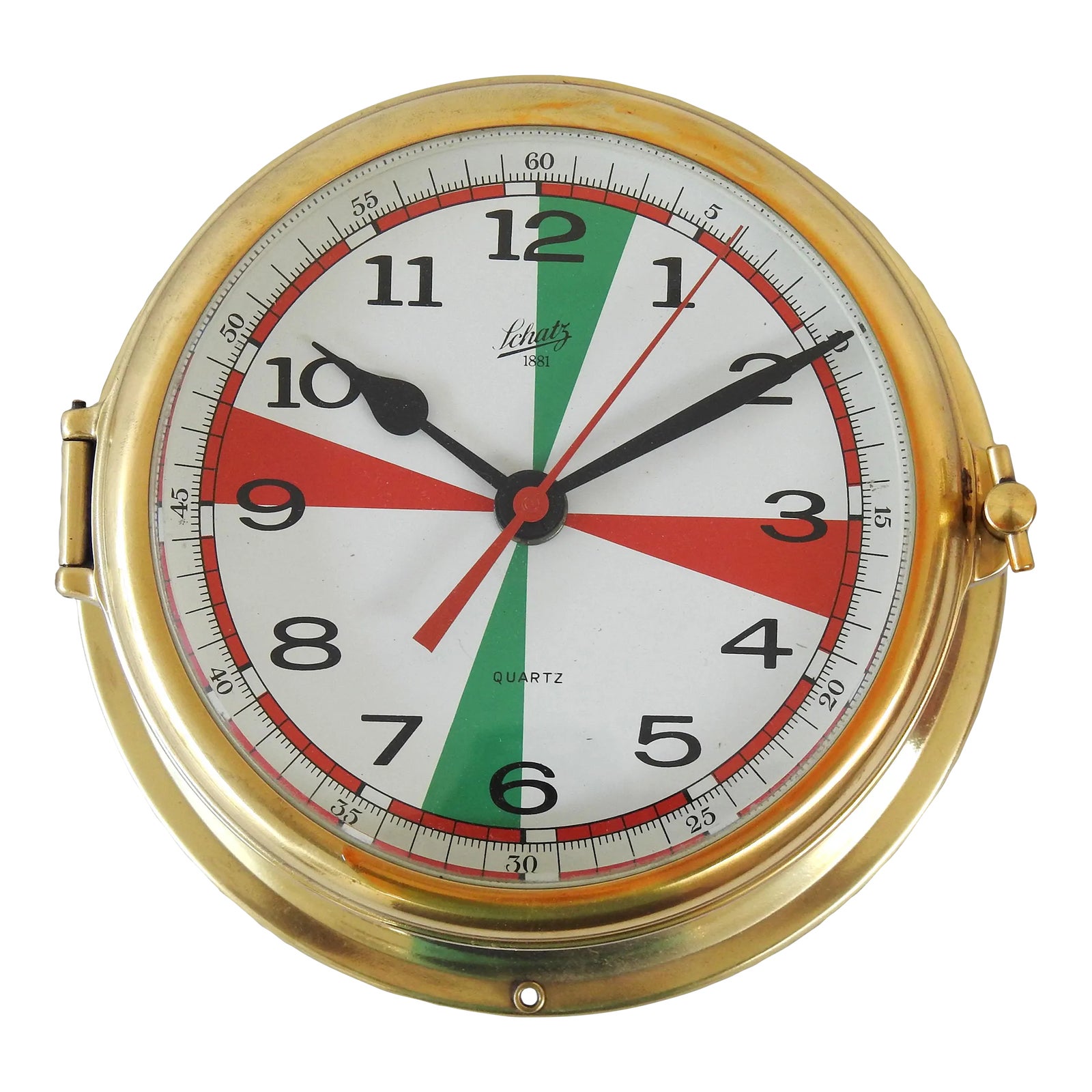 Vintage Schatz Royal Mariner Wall Clock Nautical Brass Slave Ship