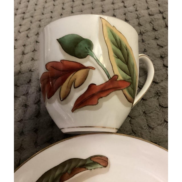 Antique 19th century Wedgwood porcelain hand painted tea cup and saucer in the shadow leaf pattern. Saucer measures 5 1/2"...